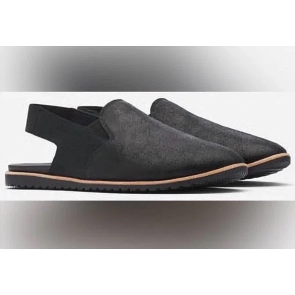 SOREL- Ella Slingback Mule Flats Shoes Shimmer Black Leather Size 8 - Picture 8 of 8